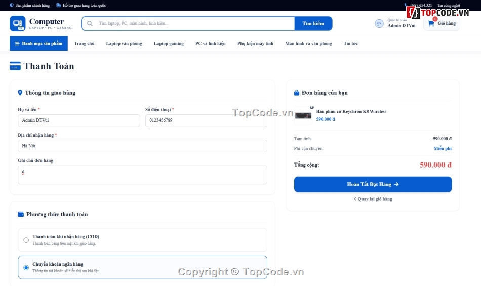 Web bán máy tính,công nghệ,thiết bị